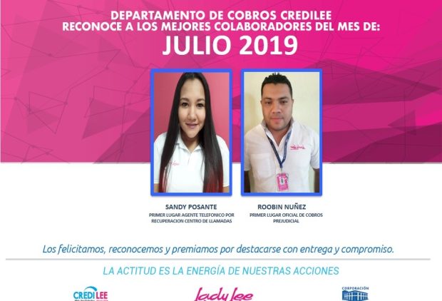 Mejores Colaboradores de Cobros de Lady Lee en julio – Corporación Lady Lee